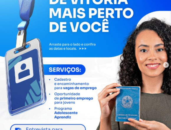 Sine nos Bairros Sine de Vitória mais perto de Vitória estará em São Pedro nesta quarta-feira (04)