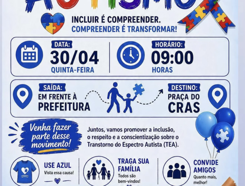 C0301C8D-53E6-485A-8E95-4F9D21220D5F Divino de São Lourenço promove caminhada pela conscientização do autismo nesta quinta-feira (30)