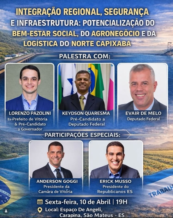 bd044620-ddef-4496-a0e4-090e916a58b0 ELEIÇÕES 2026 – Keydson confirma Pazolini em palestra na sexta-feira (10/04), às 19h, em São MateusRedação Multimídia por Redação Multimídia 2 de abril de 2026